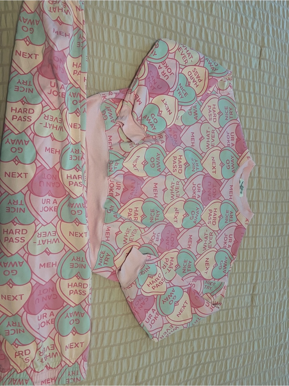Women’s Pink Conversation Hearts Pajama Set